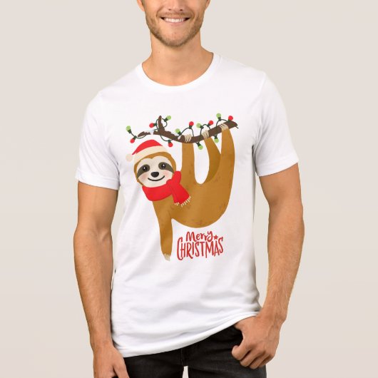 Prettig kerstfeest luiaard knuffel Holiday dier Tri-Blend Shirt (Voorkant)