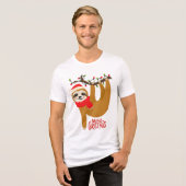 Prettig kerstfeest luiaard knuffel Holiday dier Tri-Blend Shirt (Voorkant volledig)