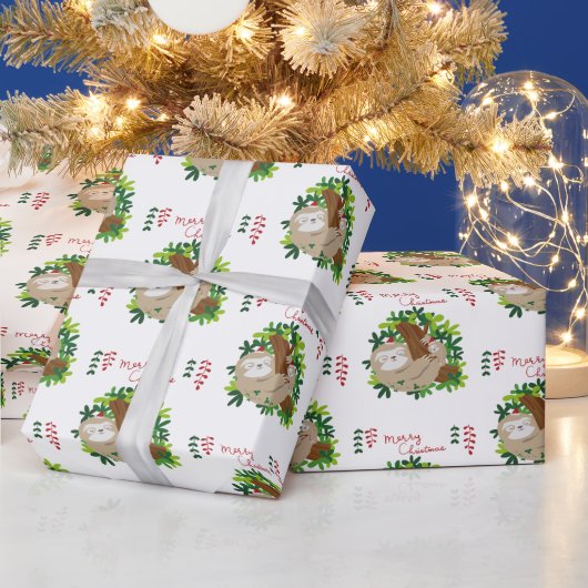 Prettig kerstfeest luiaard patroon inpakpapier (Feestdagen)