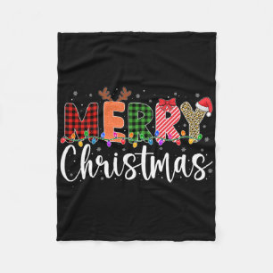 Prettig kerstfeest Luipaard Buffalo Rode Plaid Voo Fleece Deken