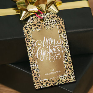 Prettig kerstfeest Luipaard Cadeaulabel