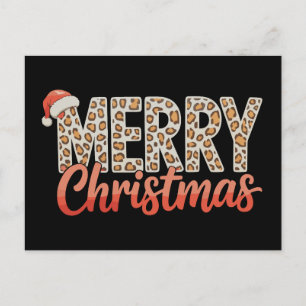 Prettig kerstfeest Luipaard Kerstman Hoed Jachtlui Feestdagenkaart