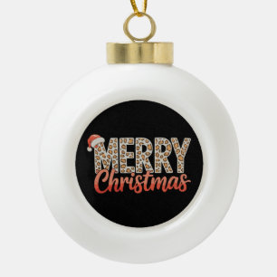 Prettig kerstfeest Luipaard Kerstman Hoed Jachtlui Keramische Bal Ornament
