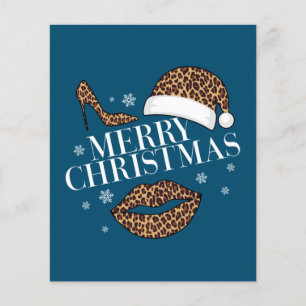 Prettig kerstfeest luipaardprint dames flyer