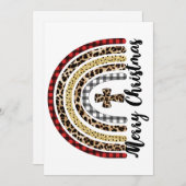 Prettig kerstfeest Luipaardprint Kruis Feestdagenkaart (Voorkant / Achterkant)