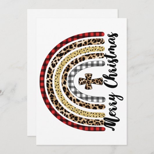 Prettig kerstfeest Luipaardprint Kruis Feestdagenkaart (Voorkant / Achterkant)