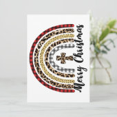 Prettig kerstfeest Luipaardprint Kruis Feestdagenkaart (Staand voorkant)