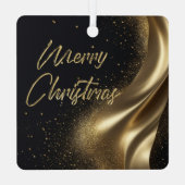 Prettig kerstfeest Luxe Zwart Goud Metalen Ornament (Achterkant)