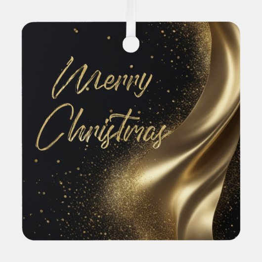 Prettig kerstfeest Luxe Zwart Goud Metalen Ornament (Voorkant)