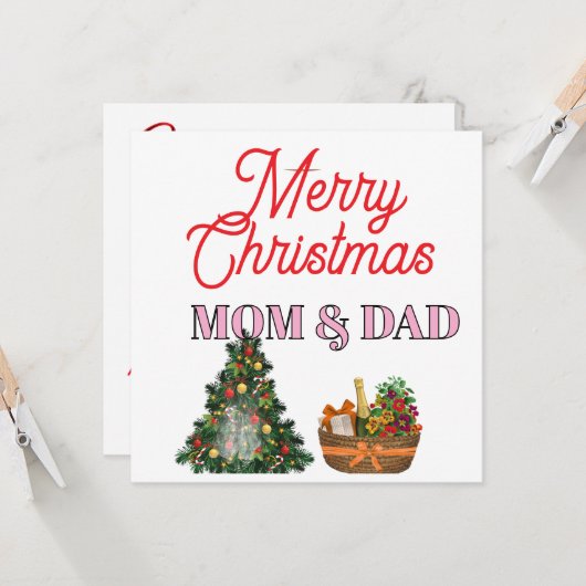 Prettig kerstfeest MA en PA   Kaart (Voorkant / Achterkant in situ)