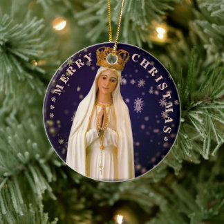 Prettig kerstfeest | Maagd Maria | Keramische kers Keramisch Ornament