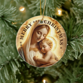 Prettig kerstfeest | Maagd Maria | Keramische kers Keramisch Ornament
