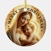 Prettig kerstfeest | Maagd Maria | Keramische kers Keramisch Ornament (Voorkant)