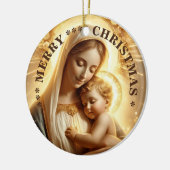 Prettig kerstfeest | Maagd Maria | Keramische kers Keramisch Ornament (Links)