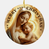 Prettig kerstfeest | Maagd Maria | Keramische kers Keramisch Ornament (Achterkant)