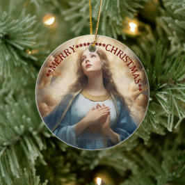 Prettig kerstfeest | Maagd Maria | Keramische kers Keramisch Ornament