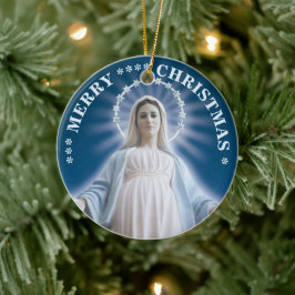 Prettig kerstfeest | Maagd Maria | Keramische kers Keramisch Ornament