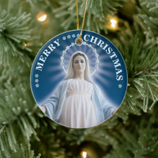 Prettig kerstfeest | Maagd Maria | Keramische kers Keramisch Ornament