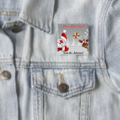 Prettig kerstfeest Maatwerk Kerstman & Rendier Vierkante Button 5,1 Cm (In situ)