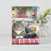 Prettig kerstfeest Maine Coon kat Kerstmis  Feestdagenkaart (Staand voorkant)