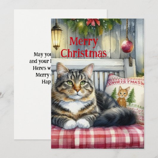 Prettig kerstfeest Maine Coon Kat Vakantie  Feestdagenkaart (Voorkant / Achterkant)