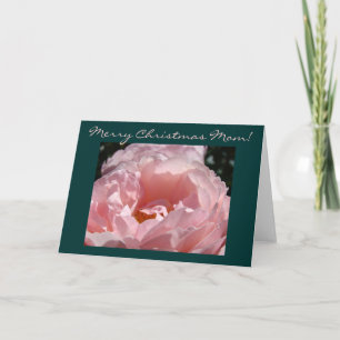 Prettig kerstfeest Mama! Roze Roos Bloem Kaarten