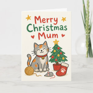 Prettig kerstfeest mama van de kat kaart