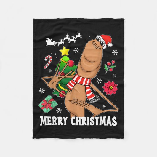 Prettig kerstfeest Marcus The Worm Grappig Ontspoo Fleece Deken (Voorkant)