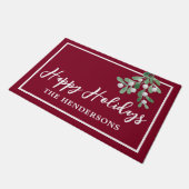 Prettig Kerstfeest Maroon Aangepast Deurmat (Schuin)