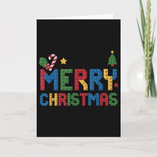 Prettig kerstfeest Master Builder Kids bouwblok Kaart (Voorkant)