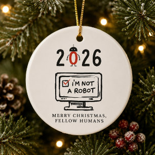 Prettig kerstfeest medesmensen Grappige AI Keramisch Ornament
