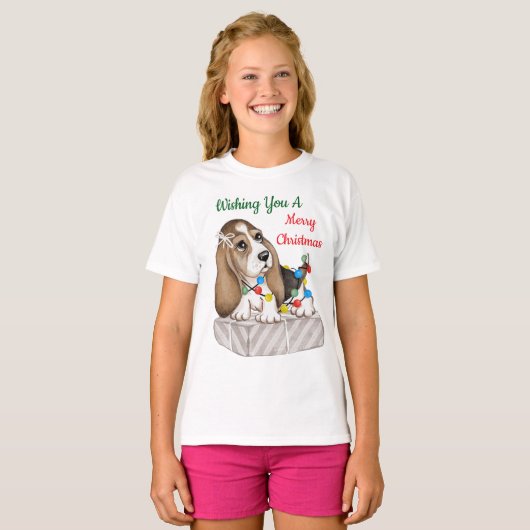 Prettig kerstfeest meisjes t-shirt (Voorkant volledig)