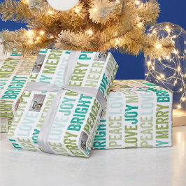Prettig Kerstfeest met 1 Horizontale Foto Wit Cadeaupapier