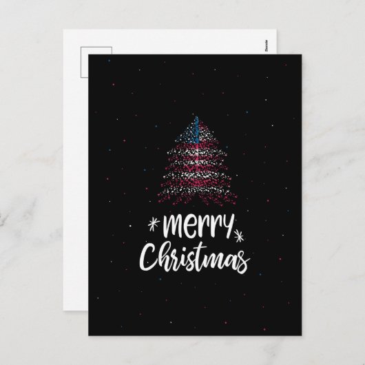 Prettig kerstfeest met Amerikaanse vlag Feestdagenkaart (Voorkant / Achterkant)