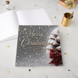 Prettig kerstfeest met besneeuwde denneappel gastenboek