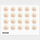 Prettig kerstfeest met boom ronde sticker (Vel)