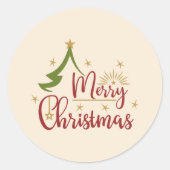 Prettig kerstfeest met boom ronde sticker (Voorkant)