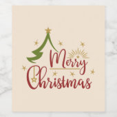 Prettig kerstfeest met boom wijn etiket (Enkel label)