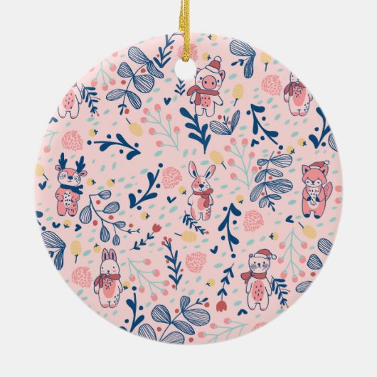 Prettig kerstfeest met bosvrienden in het winterbo keramisch ornament (Achterkant)