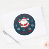 Prettig kerstfeest met Cute Santa Ronde Sticker (Envelop)