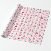Prettig kerstfeest met de Rode Hand Getekende Dood Cadeaupapier (Uitgerold)