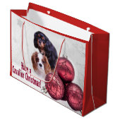 Prettig kerstfeest met een Cavalier! CKCS-cadeauta Groot Cadeauzakje (Voorkant Gekanteld)
