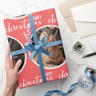 Prettig kerstfeest met één cirkel foto cadeaupapier