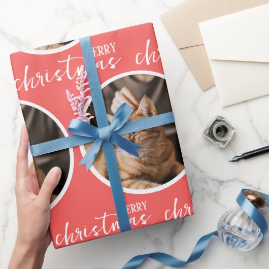 Prettig kerstfeest met één cirkel foto cadeaupapier (Geschenken)