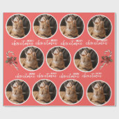 Prettig kerstfeest met één cirkel foto cadeaupapier (Vlak)