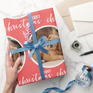 Prettig kerstfeest met één cirkel foto cadeaupapier