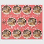 Prettig kerstfeest met één cirkel foto cadeaupapier (Vlak)