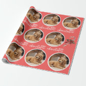 Prettig kerstfeest met één cirkel foto cadeaupapier (Uitgerold)