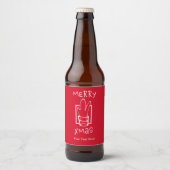 Prettig Kerstfeest met een glazen glas Bier Etiket (Voorkant)