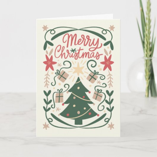 Prettig kerstfeest met een kerstboom kaart (Voorkant)
